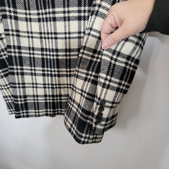 Lauren Ralph Lauren Women's 16 Plaid Tweed Black White Blazer Jacket - Picture 7 of 13